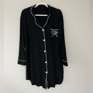 Collared Button-down Long Sleeve Nightgown